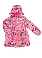 Куртка для девочки с цветочным принтом Евро зима 122
