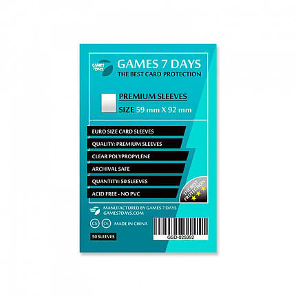 Протектори Game 7 Days Premium sleeves 59 x 92 mm, фото 2