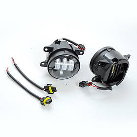 LED протитуманні Фари Лінза без ДХО D=101мм 12V/євро роз'єм/регулювання висоти Жовті (2шт) 4053