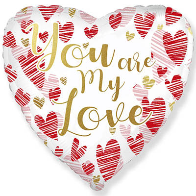 FM 18" Фольговане серце You are my love/ Ти — моя любов. Кулі на День св Валентина 14 лютого