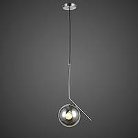 Серебряный подвесной светильник с черным плафоном 15 см. (916-3814-1 СR+BK)