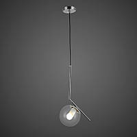 Серебряный подвесной светильник с прозрачным плафоном 15 см. (916-3814-1 СR+CL)
