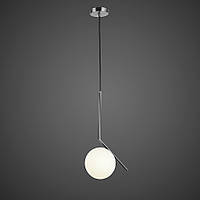 Серебряный подвесной светильник с белым плафоном 15 см. (916-3814-1 СR+WH)