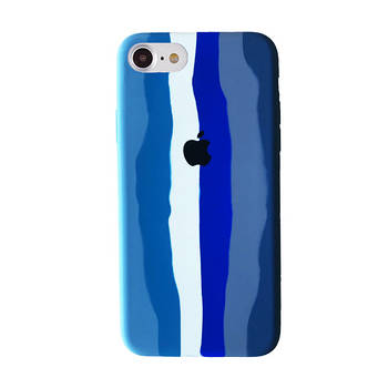 Silicone Rainbow Case iPhone 8 (05) Blue rainbow