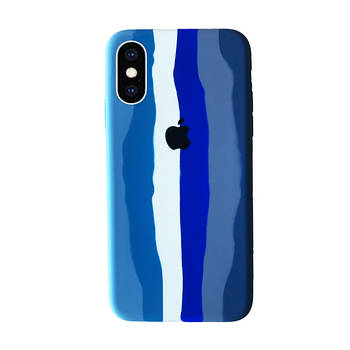 Silicone Rainbow Case iPhone Xs Max (05) Blue rainbow