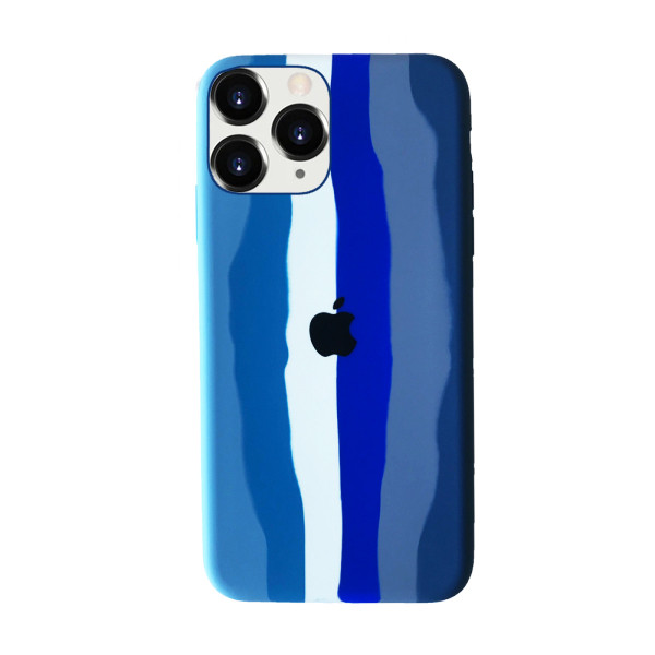 Silicone Rainbow Case iPhone 12 Pro (05) Blue rainbow