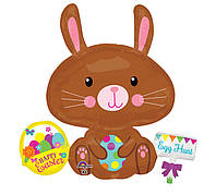 А 29" Easter Bunny with Spotted Egg Balloon. Шар фольгированный Пасхальный кролик - В УП MrShar
