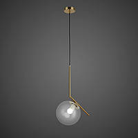 Бронзовый подвесной светильник с прозрачным плафоном 20 см. (916-3815-1 BRZ+CL)