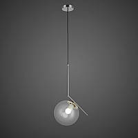 Серебряный подвесной светильник с прозрачным плафоном 20 см. (916-3815-1 СR+CL)