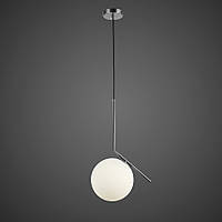 Серебряный подвесной светильник с белым плафоном 20 см. (916-3815-1 СR+WH)