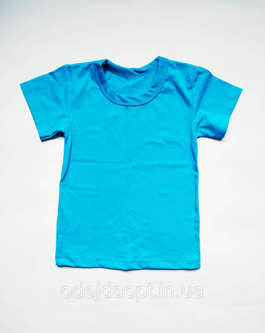 Дитяча однотонна блакитна футболка 3,4,5,6,7,8,9.10,11,12,13,14,15 років