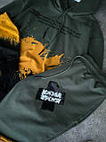 Спортивний костюм із принтами унісекс оливково-сірий Київ, фото 2