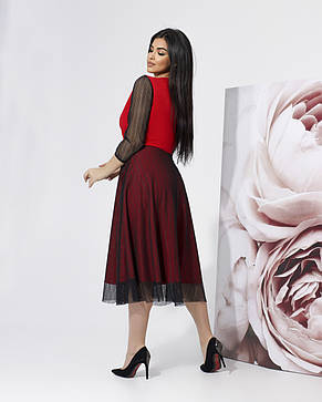 Нарядное платье с расклёшенной юбкой, №372, красный, 48-58р., фото 2