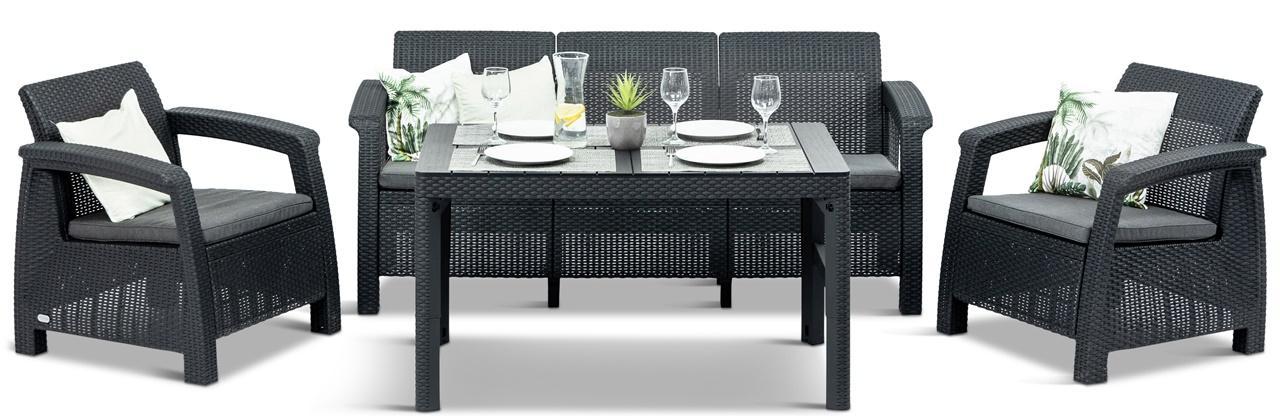 Набор Садовой Мебели Curver Corfu Set Lyon Max Graphite (с Регулируемым ...