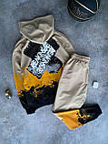 Спортивний костюм із принтами унісекс бежевий Київ, фото 2
