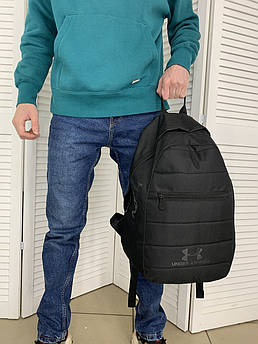 Чоловічий рюкзак Under Armour. Стильний, дуже місткий. Розмір: 48*35*19 см чорні значки