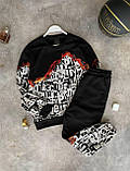 Спортивний костюм із принтами унісекс чорний Київ, фото 2
