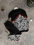 Спортивний костюм із принтами унісекс чорний Київ, фото 3