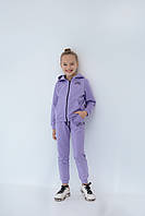 Спортивный костюм для девочки на молнии фиолет, двунитка
