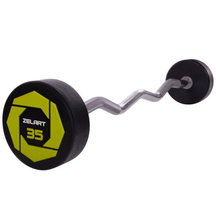 Штанга фіксована вигнута поліуретанова Urethane Barbell 35кг MODERN (гриф l-110см)