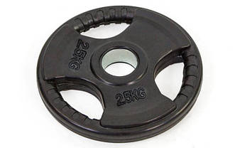 Блін (диск) прогумований 2,5 кг з потрійним хватом і металевою втулкою d-TA 52мм-8122- 2,5 2,5 кг (чорний)