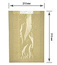 Паперовий пакет з прозорою вставкою крафт 310х210х50 мм (1000 шт.), фото 2