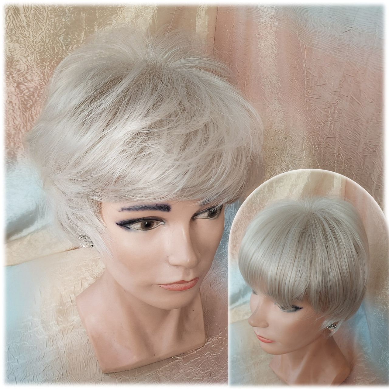 Перука коротка із термоволосся сріблястий блонд CXD812-ARCTIC, фото 1