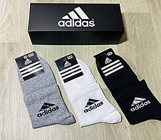 Набір чоловічих демісезонних середніх шкарпеток Adidas Туреччина розмір 41-45 асорті 9 пар