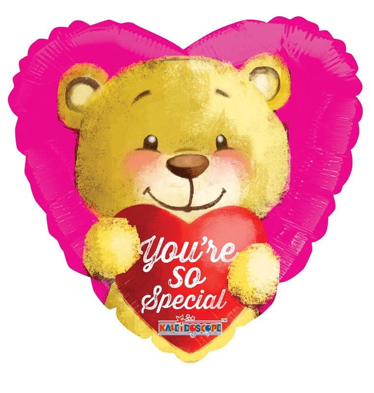 К 18" You're So Special Bear Balloon. Фольгована куля серця 14 лютого