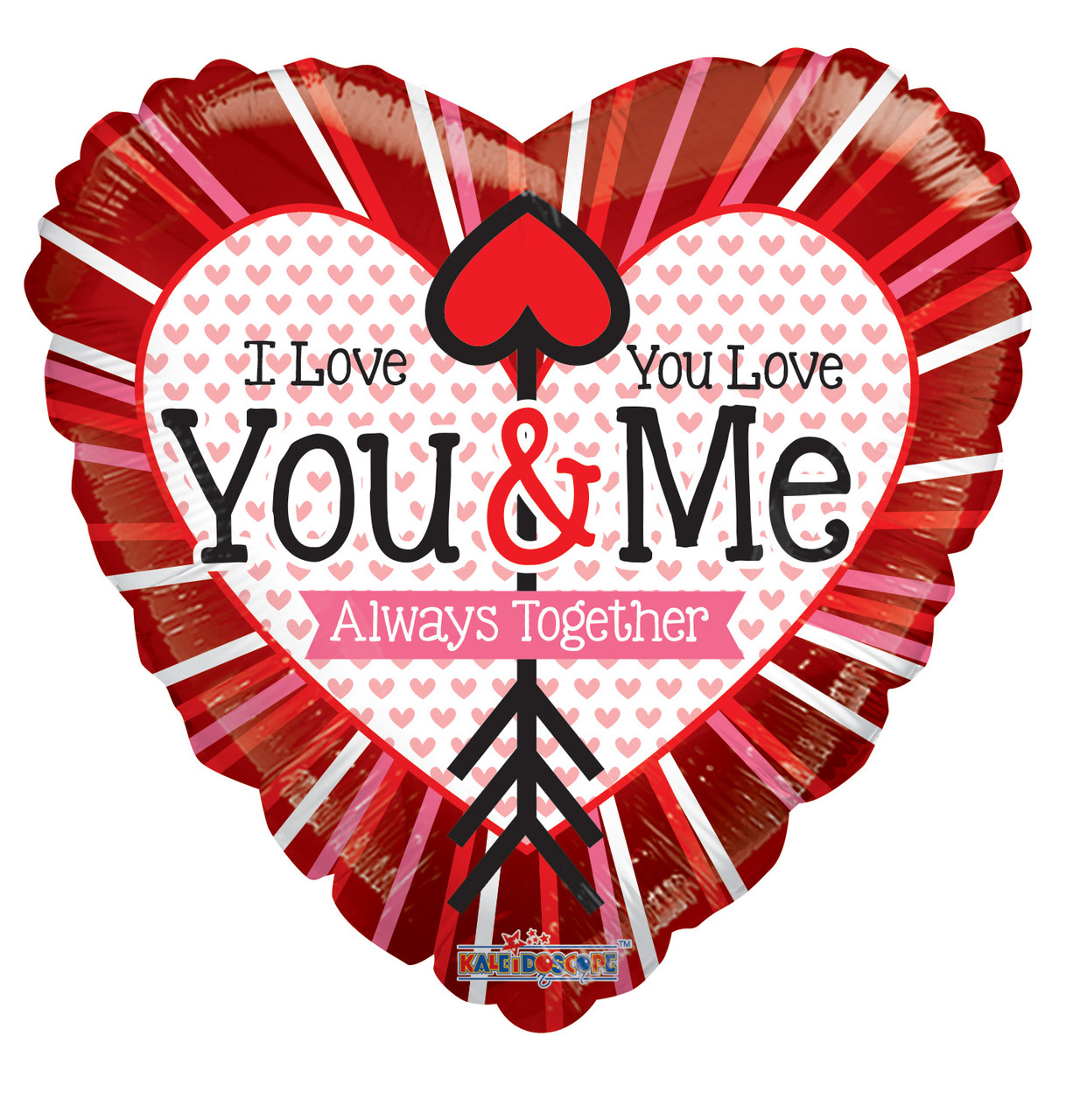 К 18" I Love You & You Love Me Foil Balloon. Фольгована куля серця 14 лютого