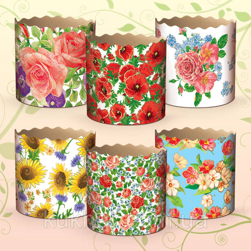 Паперові форми для пасок 90*85 "Квіти" (уп.50шт), фото 1