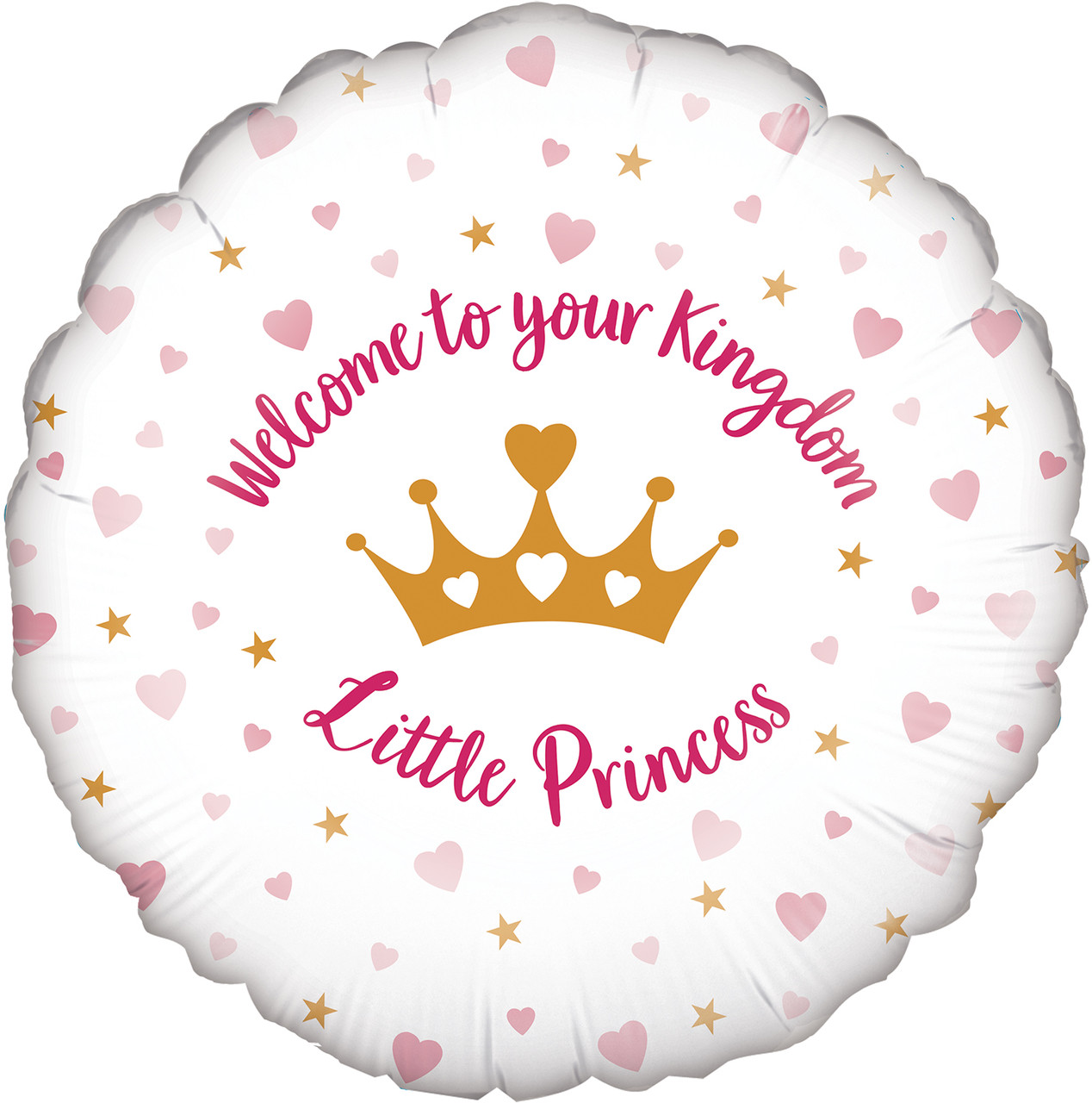 Oaktree 18" Welcome Little Princess Hearts Holographic Oaktree Foil. Фольгована куля Ласкаво просимо, принцеса, фото 1