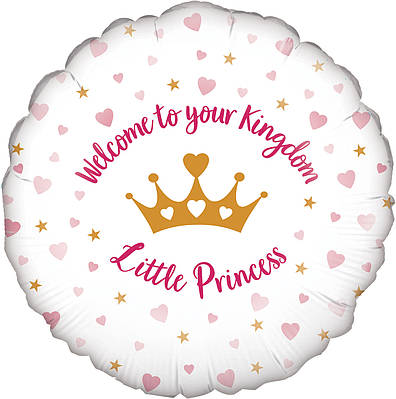 OT 18" Welcome Little Princess Hearts Holographic Oaktree Foil. Фольгована куля Ласкаво просимо, принцеса