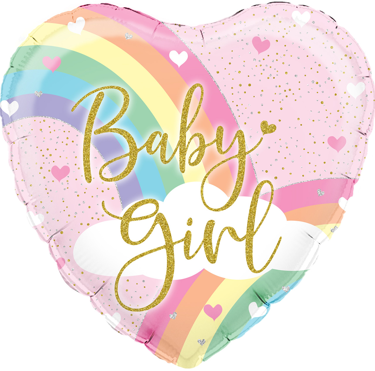 OT 18" Pastel Rainbow Girl Holographic Oaktree Foil Balloon. Фольгована куля на виписку Дівчинка