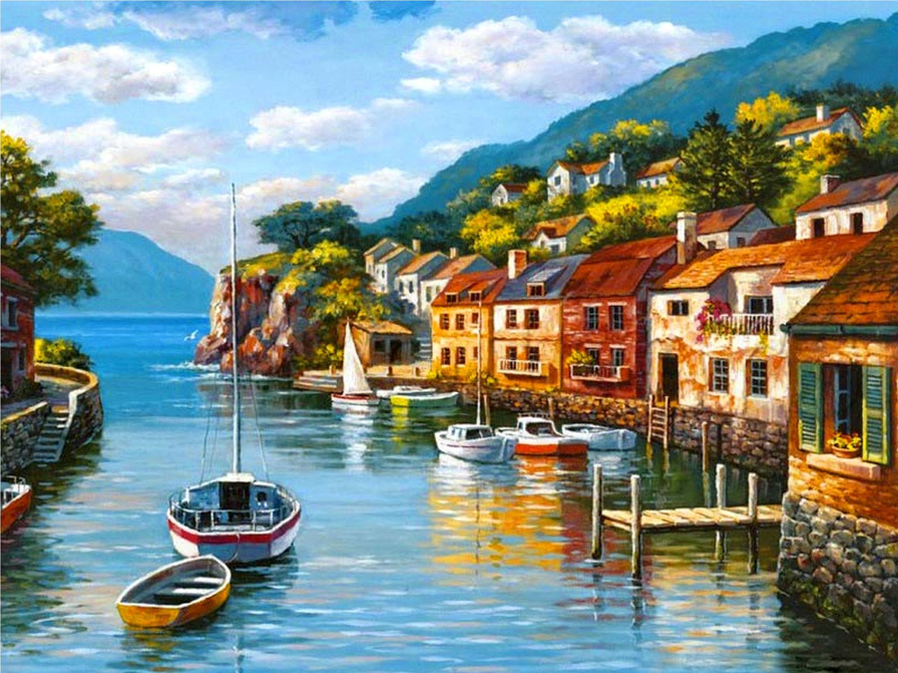 Діамантова мозаїка Набережна Італії My-Art TN1094 (30 x 40 см) на підрамнику, фото 1