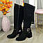 Високі чорні жіночі чоботи на підборах. Натуральна замша і лакова шкіра. Батал, фото 7