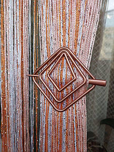 Шпилька для штор ниток квадратна пудрово-золота міцний пластик