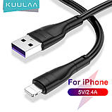 Кабель USB - Apple Lightning (1 м) шнур швидкої зарядки та передачі даних KUULAA Black, фото 7