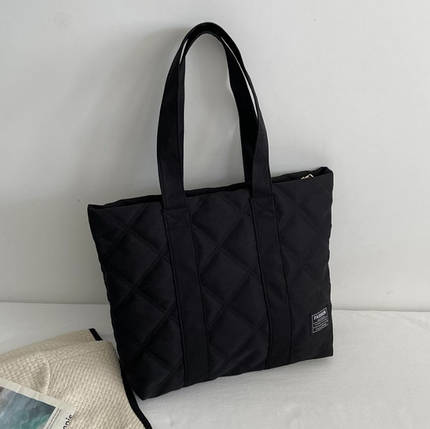 Жіноча сумка-шопер Ромбик Чорний, фото 1