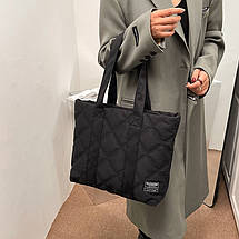 Жіноча сумка-шопер Ромбик Чорний, фото 3