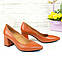 Туфлі жіночі шкіряні на стійкому підборі, колір рудий, фото 6