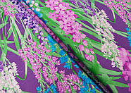 Полуторний комплект (Сатин) | Постільна білизна від виробника "Королева Ночі" | Квіти на фіолетовому та бузковому, фото 2
