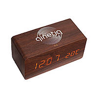 Бездротова зарядка з LED-Годинами Wood-clock QINETIQ 1000 10W (Мультифункціональні)