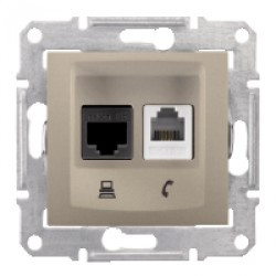 Розетка Schneider-Electric Sedna Телефонна+комп. UTP кат. 5е титан ( SDN5100168 )