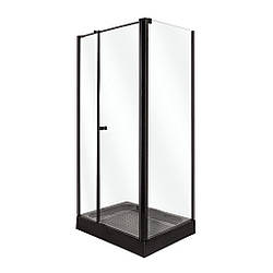 Прямокутна душова кабіна 100х80 INSANA Riccarda, чорний профіль, чорний низький піддон, скло 6 мм