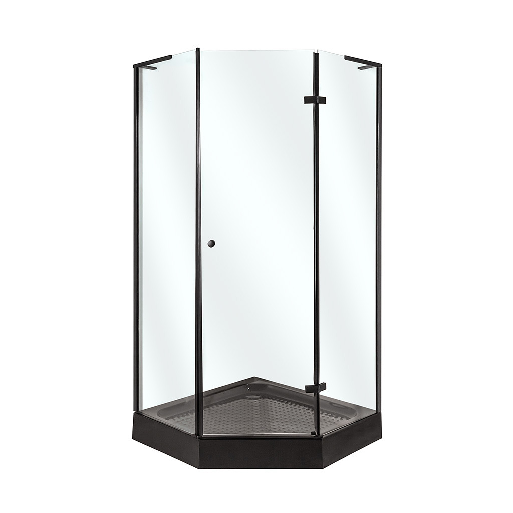 П'ятикутна душова кабіна 100х100 INSANA Romilda, чорний профіль, чорний піддон, скло 6 мм, фото 1