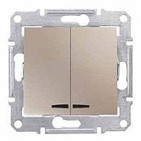 Вимикач Schneider-Electric Sedna 2-клавішний з підсвічуванням титан ( SDN0300368 )