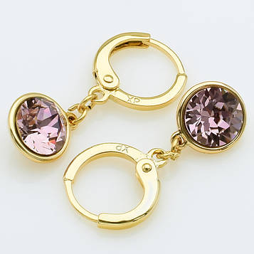 XUPING Сережки Позолота 18к Камені Swarovski, Висота 2.7см, Ширина 0.9см