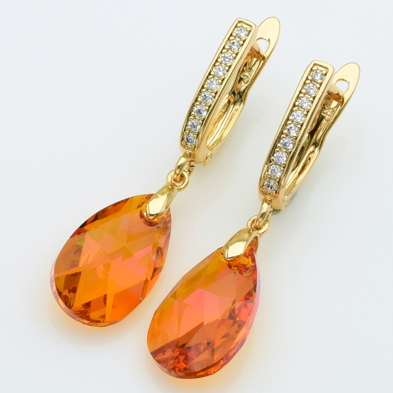 XUPING Сережки Позолота 18к Камені Swarovski, Висота 3.6см, Ширина 1см