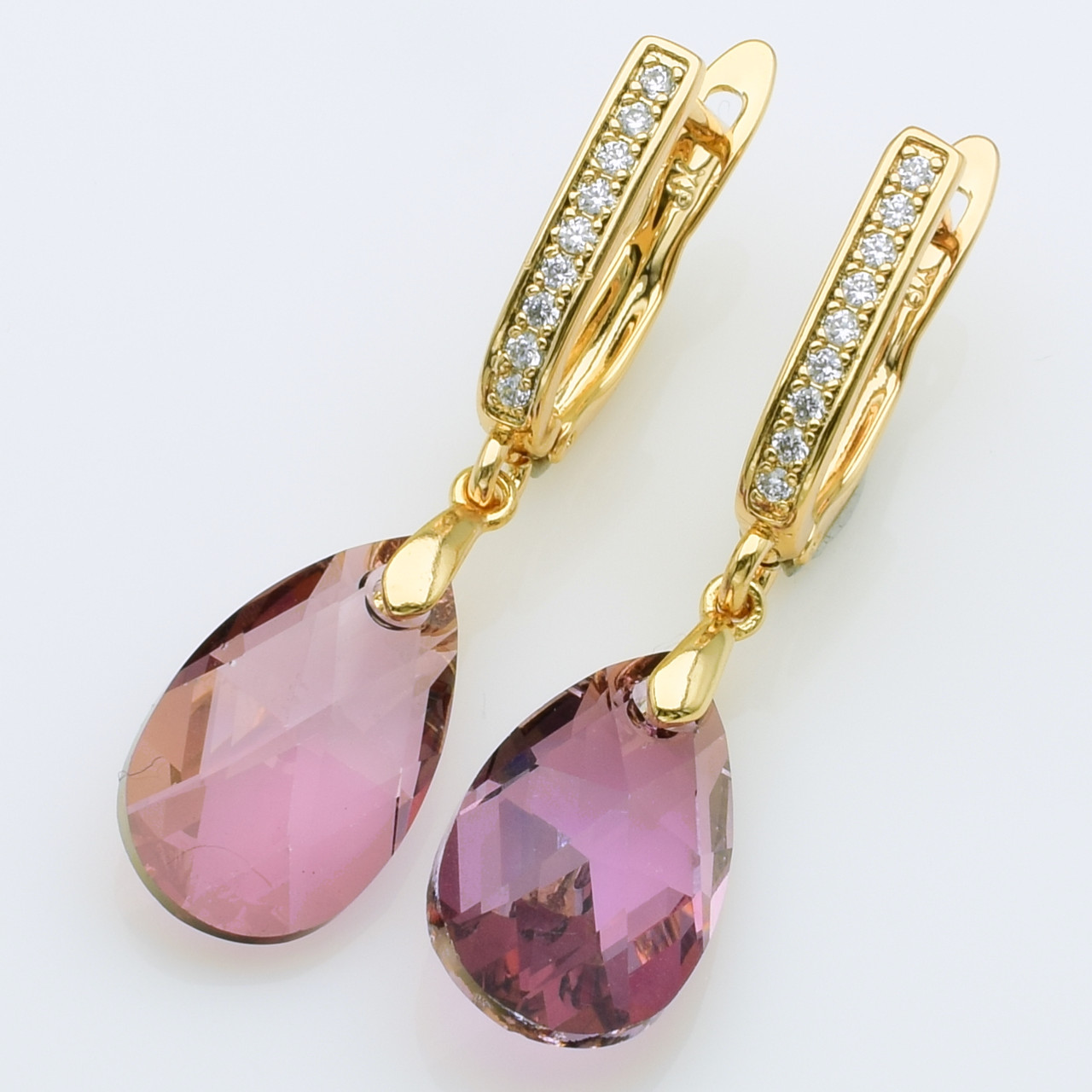 XUPING Сережки Позолота 18к Камені Swarovski, Висота 3.6см, Ширина 1см
